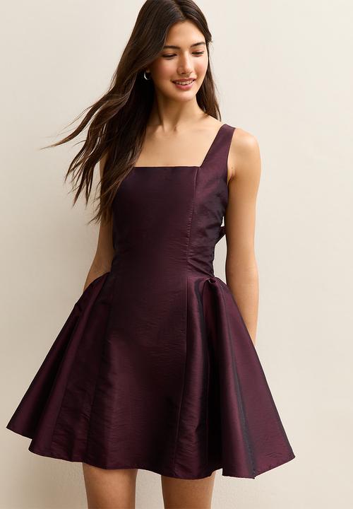 New Look - Taffeta bow back mini dress - burgandy