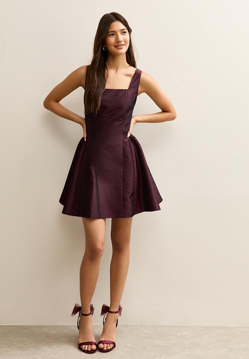 New Look - Taffeta bow back mini dress - burgandy