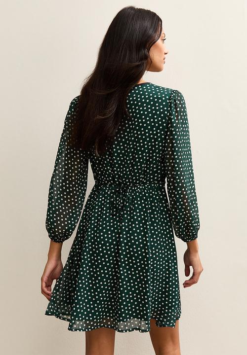 New Look - Ex ls chiff contrast trim mini - green pattern