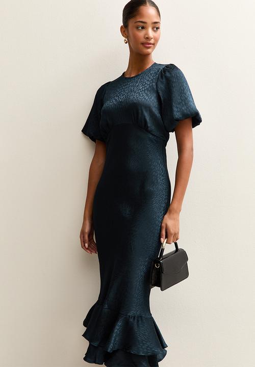 New Look - Ex feath jacq satin midi  - navy
