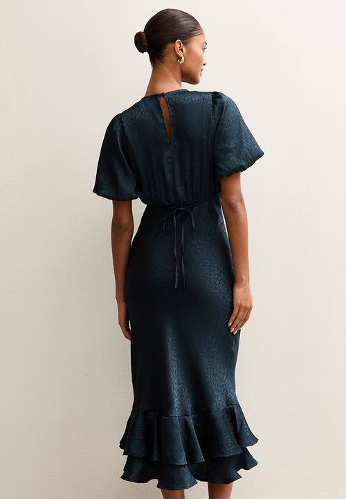 New Look - Ex feath jacq satin midi  - navy