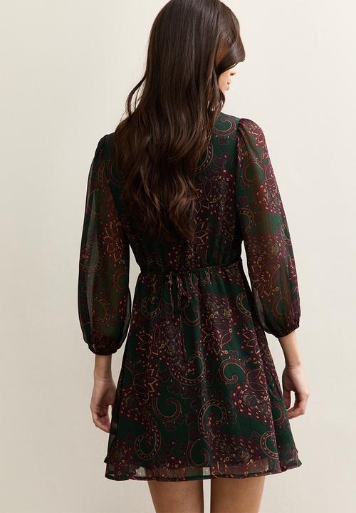 New Look - Ex ls chiff contrast trim mini - black pattern