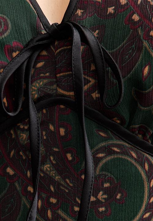New Look - Ex ls chiff contrast trim mini - black pattern