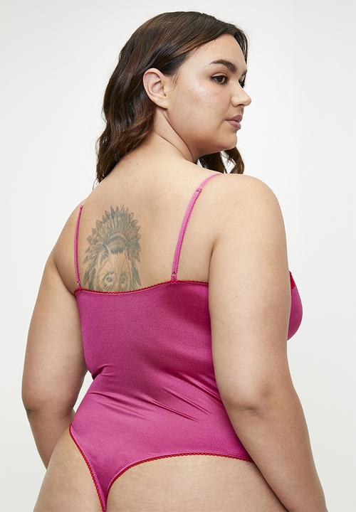 DORINA - Plus origins-shiny micro bodysuit - pink