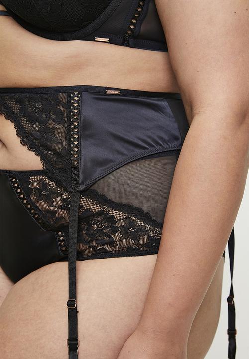 DORINA - Lyra-satin suspender belt - black