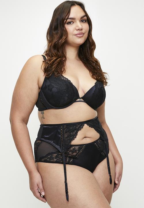 DORINA - Lyra-satin suspender belt - black