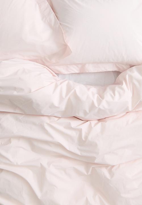 H&M - Double/king cotton percale duvet cover set - light pink 