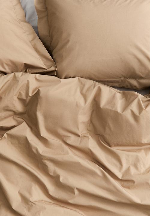 H&M - Double/king cotton percale duvet cover set - beige