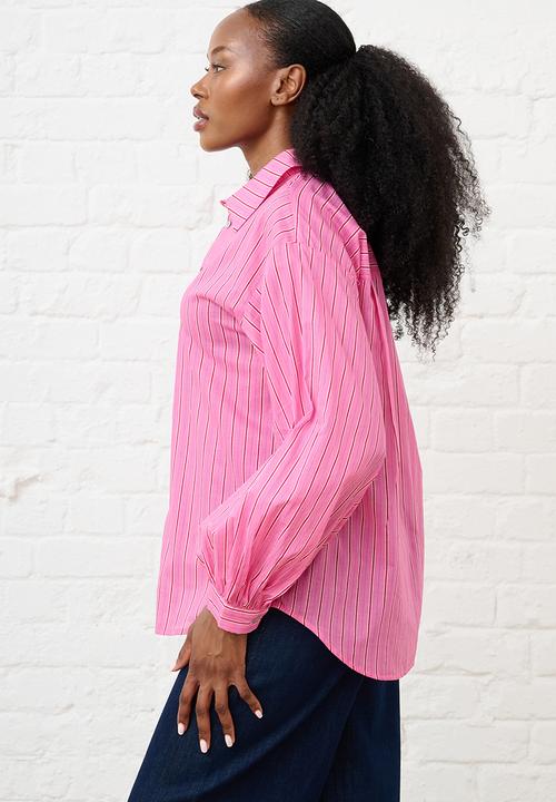 Me&B - Bellow Sleeve Shirt Stripe - Pink
