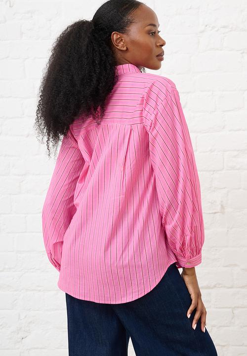 Me&B - Bellow Sleeve Shirt Stripe - Pink