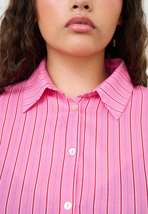 Me&B - Plus Bellow Sleeve Shirt Stripe - Pink