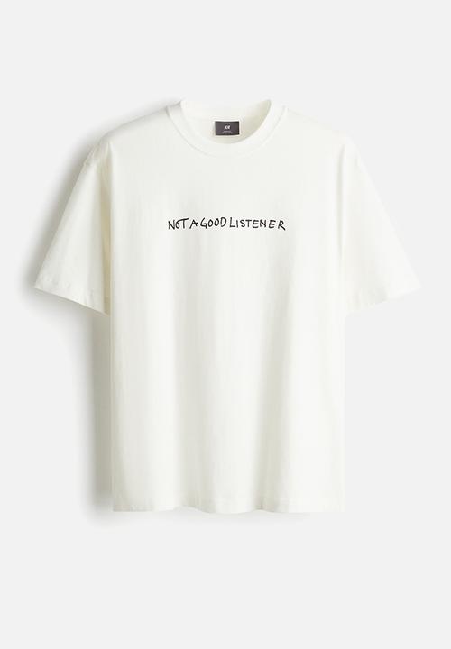 H&M - Loose fit printed t-shirt - cream listener