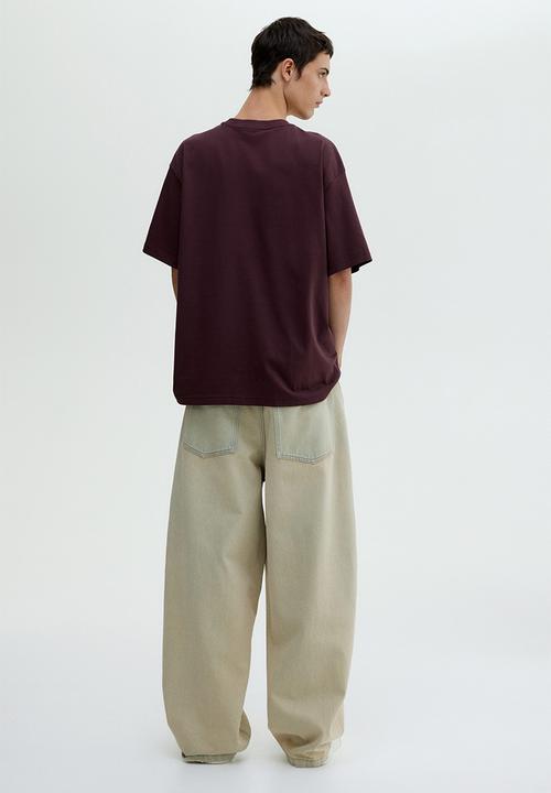 H&M - Loose fit printed t-shirt - plum handle with care