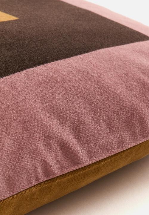 H&M - Velvet cushion cover - dusty pink/colour block