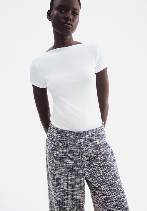 H&M - Wide trousers - navy blue marl