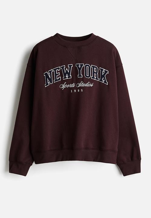 H&M - Text-motif sweatshirt - burgundy new york