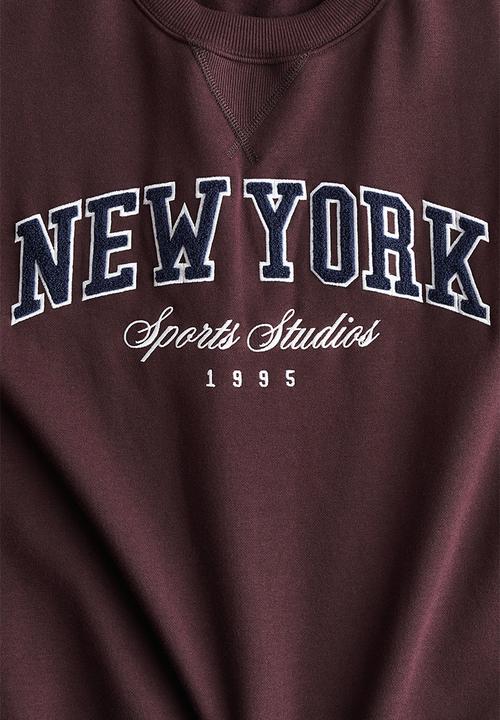 H&M - Text-motif sweatshirt - burgundy new york