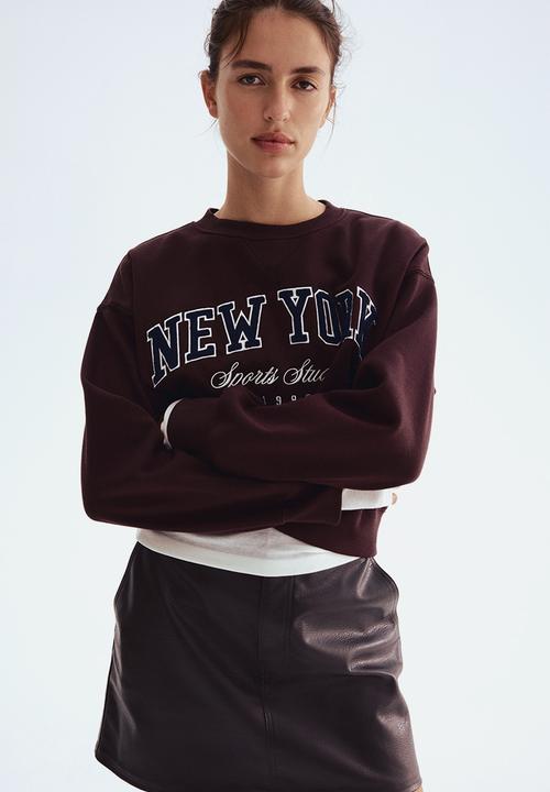 H&M - Text-motif sweatshirt - burgundy new york