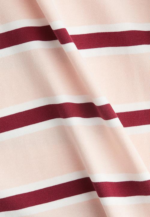 H&M - Loose-fit cotton top - powder pink striped