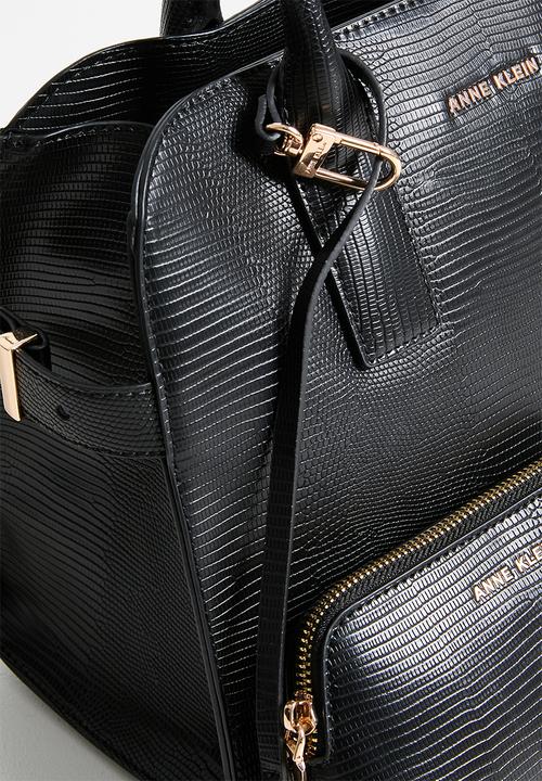 Anne Klein - Exclusive Small Curved Satchel With Detachable Strap Bag-Black