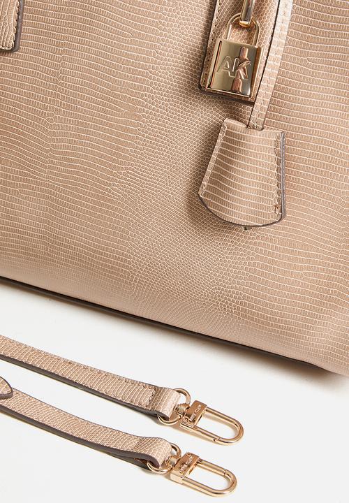 Anne Klein - Exclusive Small Curved Satchel With Detachable Strap Bag-Mocha