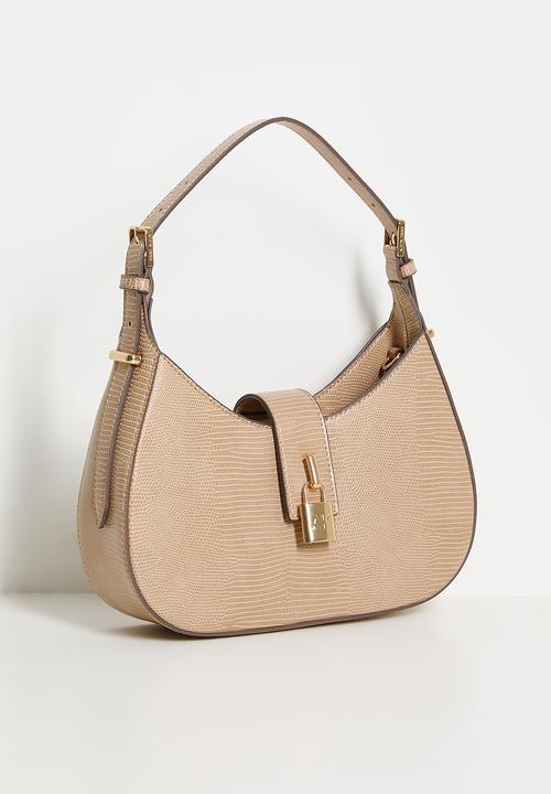 Anne Klein - Exclusive Small Curved Shoulder Bag With Detachable Strap-Mocha