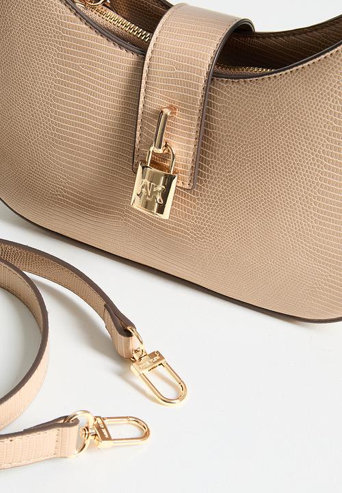 Anne Klein - Exclusive Small Curved Shoulder Bag With Detachable Strap-Mocha
