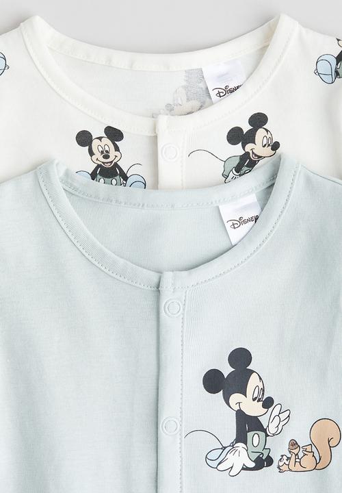 H&M - 2-Pack printed pyjamas - light turquoise mickey mouse