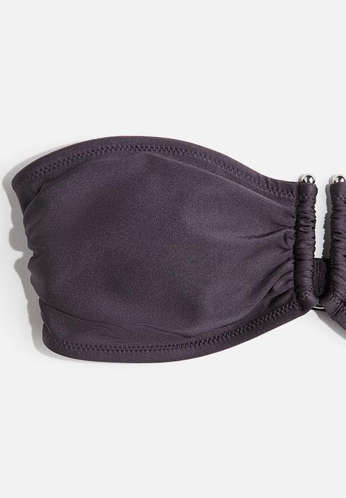 H&M - Padded bandeau bikini top - dark grey