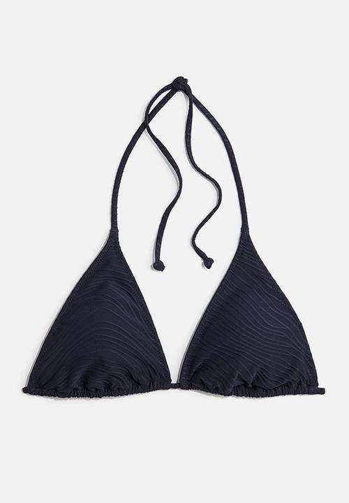H&M - Padded triangle bikini top - navy blue