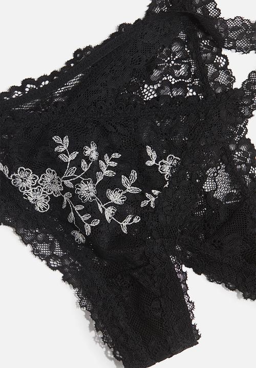 H&M - 2 pack lace tanga thong briefs - black