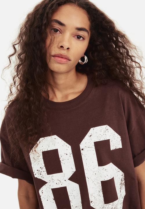 H&M - Oversized printed t-shirt - brown 86
