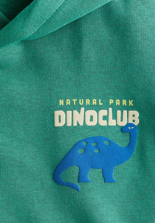 H&M - Print-detail hoodie - turquoise dinoclub