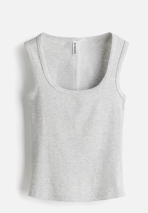 H&M - Ribbed vest top - light grey marl