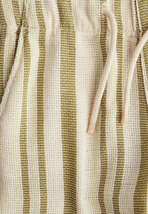 H&M - Cotton-blend shorts - beige & green striped