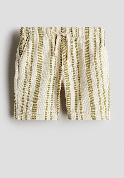 H&M - Cotton-blend shorts - beige & green striped