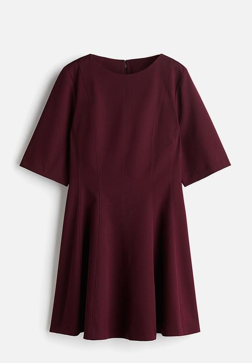 H&M - Waisted twill dress - burgundy