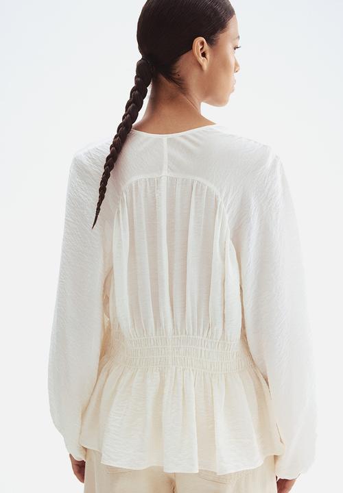 H&M - Smocked blouse - white