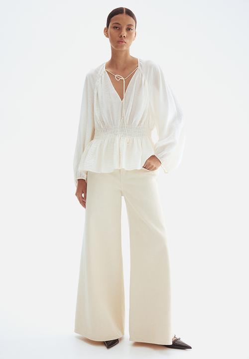 H&M - Smocked blouse - white