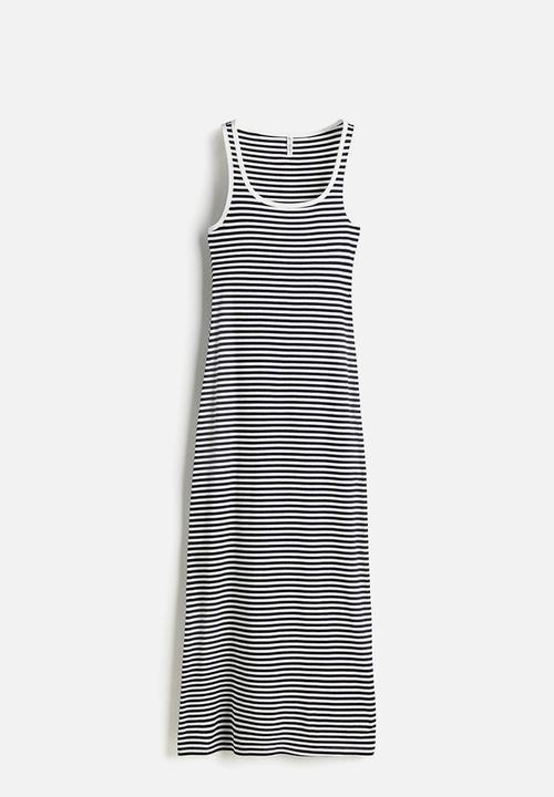 H&M - Sleeveless maxi dress - white & navy blue striped 