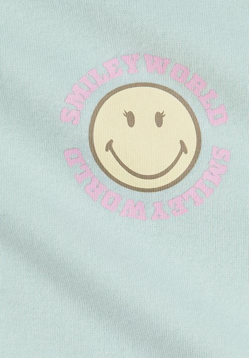 H&M - Print-motif cotton top - mint green smileyworld®