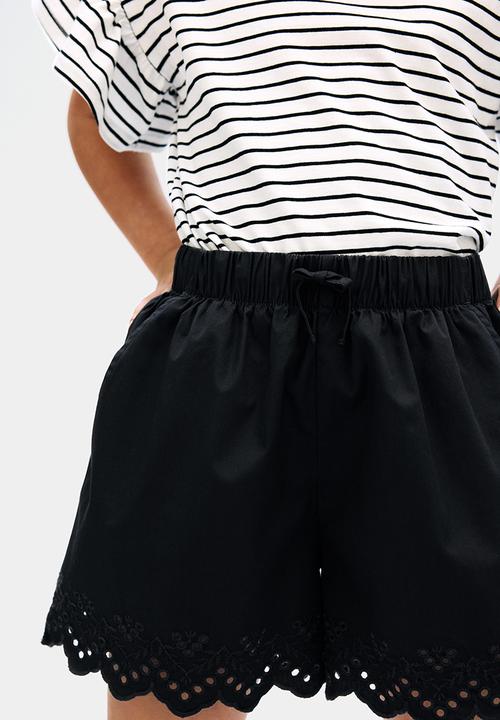 H&M - Broderie anglaise cotton shorts - dark grey