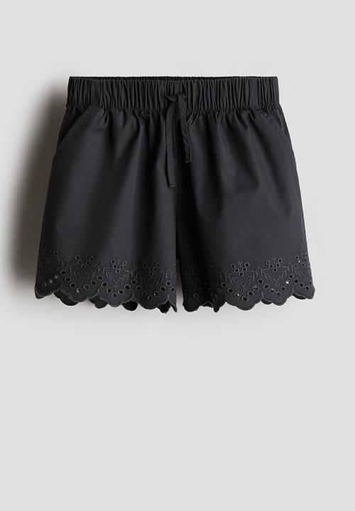 H&M - Broderie anglaise cotton shorts - dark grey