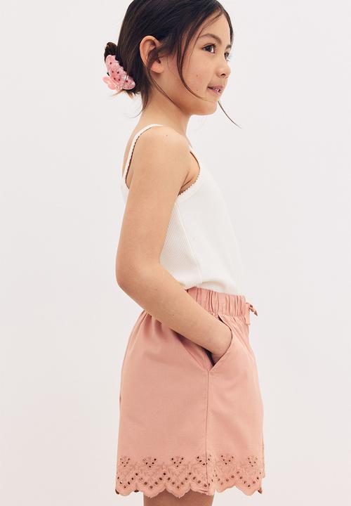 H&M - Broderie anglaise cotton shorts - light dusty pink