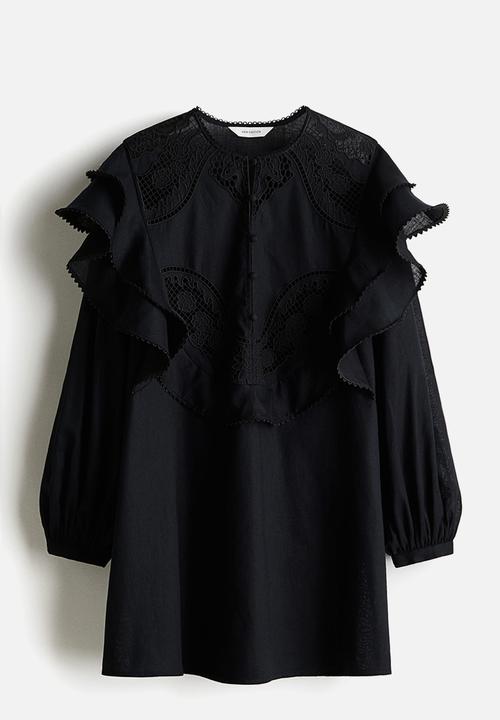 H&M - Linen-blend tunic dress - black
