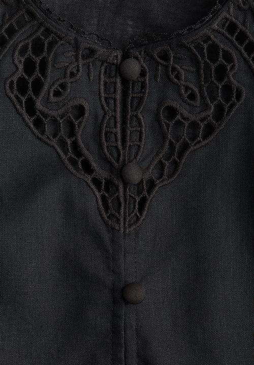 H&M - Linen-blend tunic dress - black