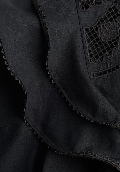 H&M - Linen-blend tunic dress - black