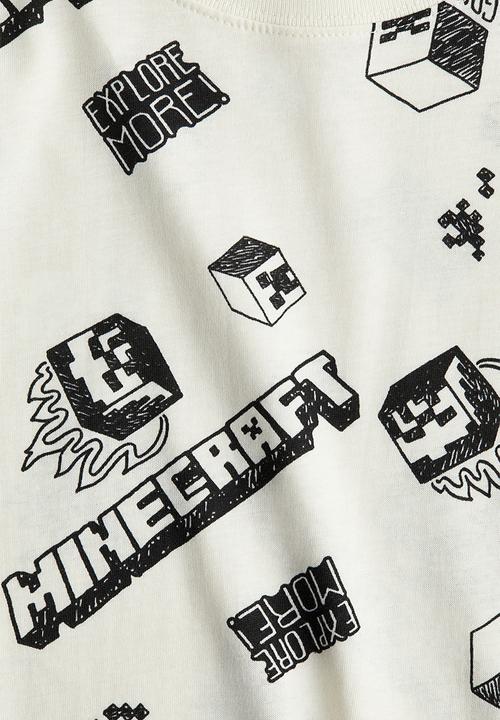 H&M - Print-motif cotton T-shirt - white minecraft