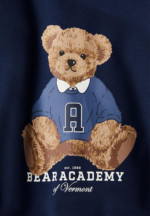 H&M - Printed sweatshirt - navy blue teddy bear