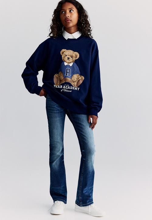 H&M - Printed sweatshirt - navy blue teddy bear